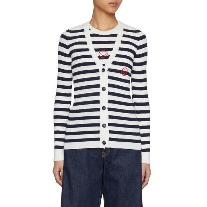 Joshua Sanders Round Smile Striped Cardigan Quiet Luxury Italy Cozy Old Money Xs